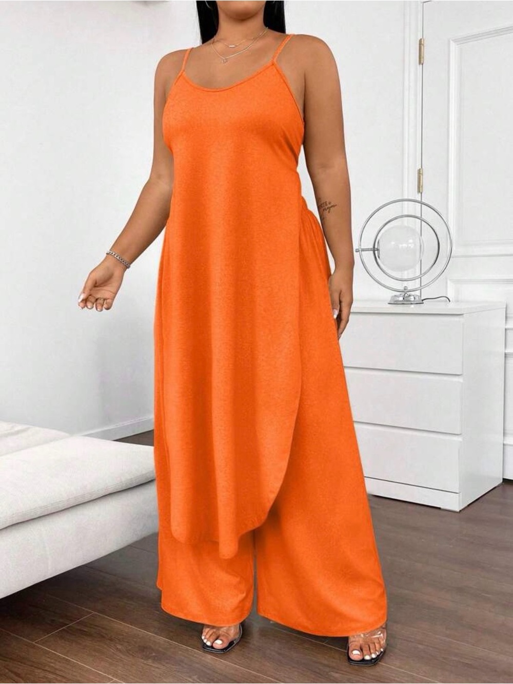 Burgundy (maroon) Women's Wide-Leg Jumpsuit - Picture 3 of 3